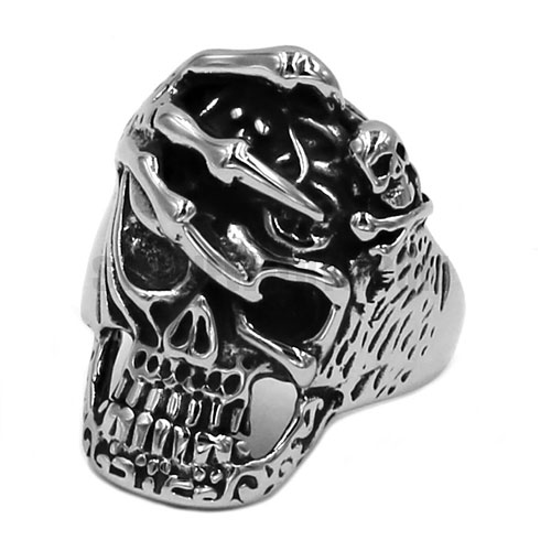 Vintage Gothic Skull Claw Ring Motor Biker Men Ring Stainless Steel Skull Ring Wholesale SWR0746 - Click Image to Close
